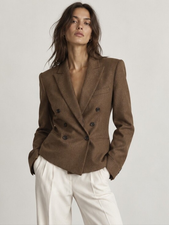 Zara Jackets & Blazers - Zara Woman Double Breasted Camel Brown Tailored Blazer Size Large Office